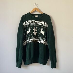 *SOLD* Docker’s evergreen cotton reindeer scandi festive crewneck sweater